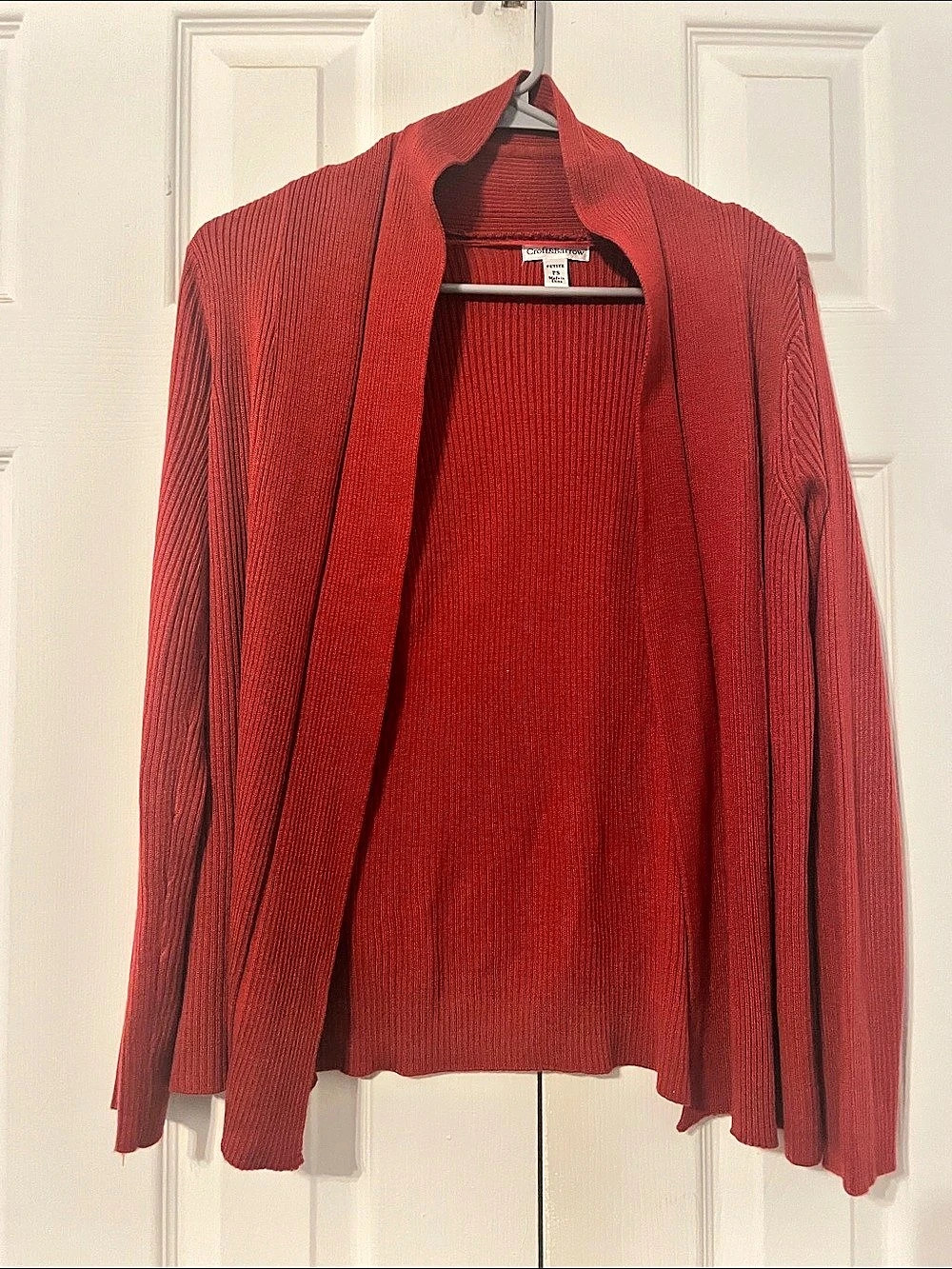 Croft & Barrow Ribbed Open-Front Cardigan Red Petite Small - Picture 2 of 4